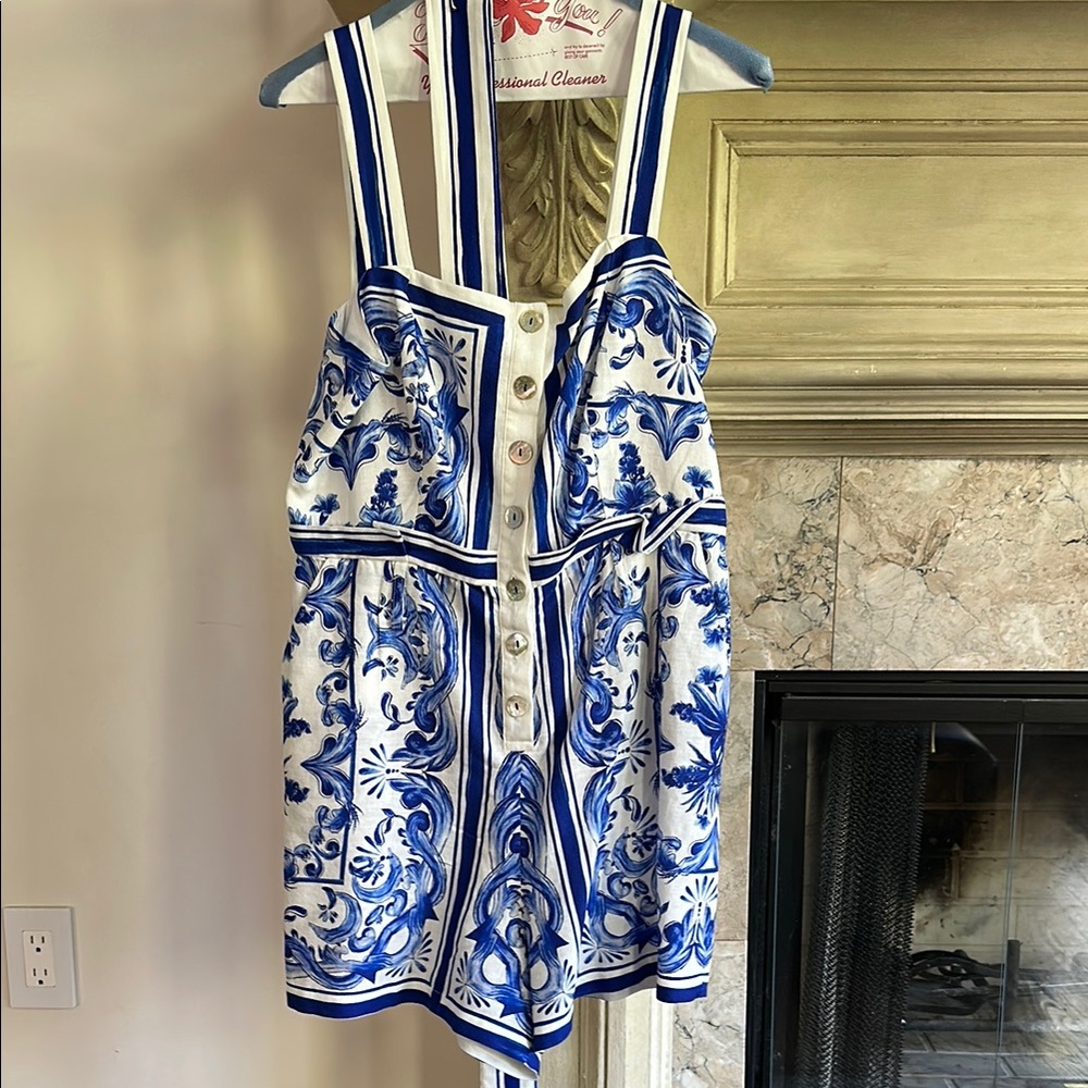 Farm Rio Garden Tiles Linen Romper - Medium